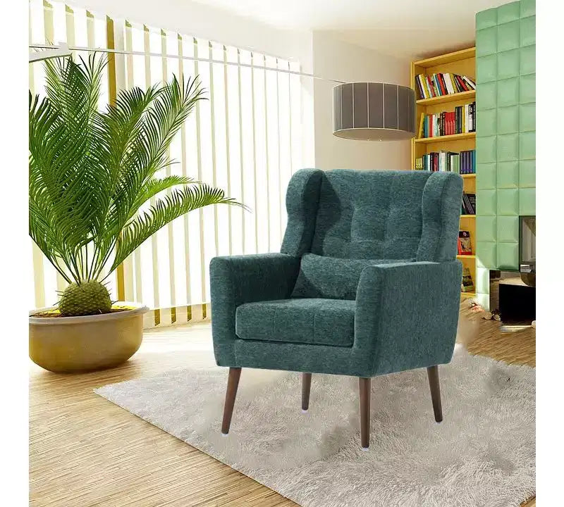 Fauteuil d'appoint moderne avec coussin rembourré et coussin décoratif, fauteuil de lecture avec pieds en bois, fauteuils d'appoint confortables pour le salon, la chambre à coucher