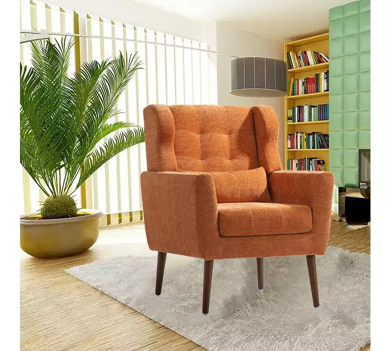 Fauteuil d'appoint moderne avec coussin rembourré et coussin décoratif, fauteuil de lecture avec pieds en bois, fauteuils d'appoint confortables pour le salon, la chambre à coucher