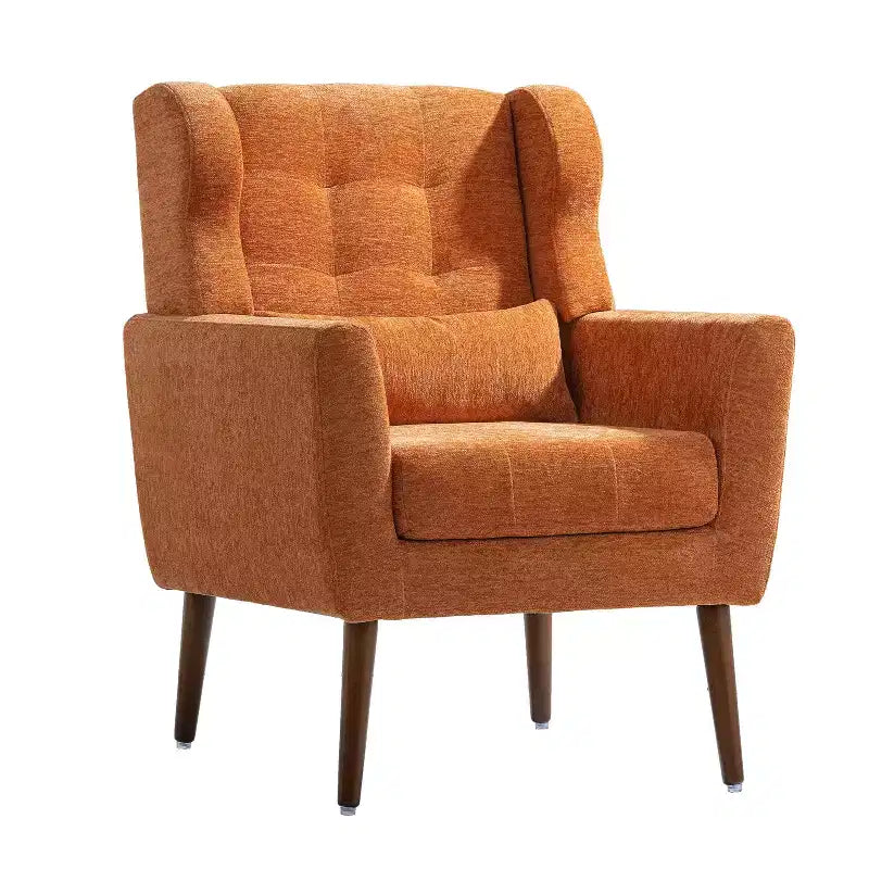 Fauteuil d'appoint moderne avec coussin rembourré et coussin décoratif, fauteuil de lecture avec pieds en bois, fauteuils d'appoint confortables pour le salon, la chambre à coucher