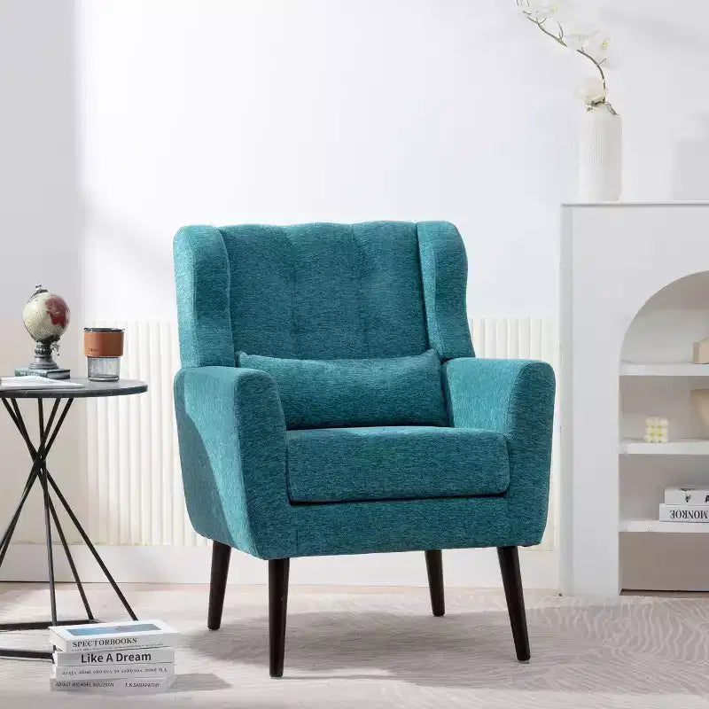 Fauteuil d'appoint moderne avec coussin rembourré et coussin décoratif, fauteuil de lecture avec pieds en bois, fauteuils d'appoint confortables pour le salon, la chambre à coucher