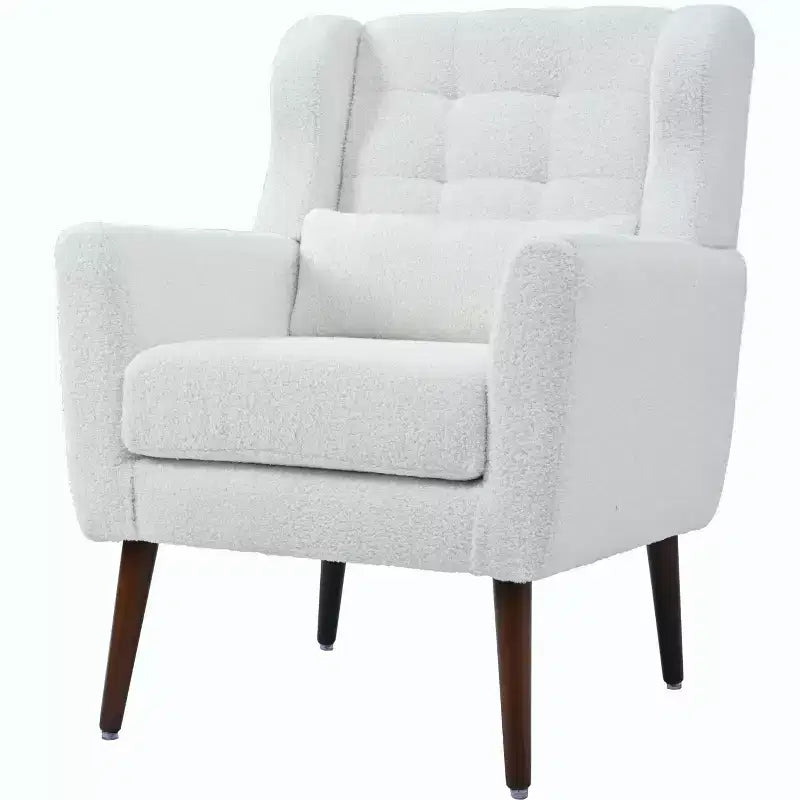 Fauteuil d'appoint moderne avec coussin rembourré et coussin décoratif, fauteuil de lecture avec pieds en bois, fauteuils d'appoint confortables pour le salon, la chambre à coucher