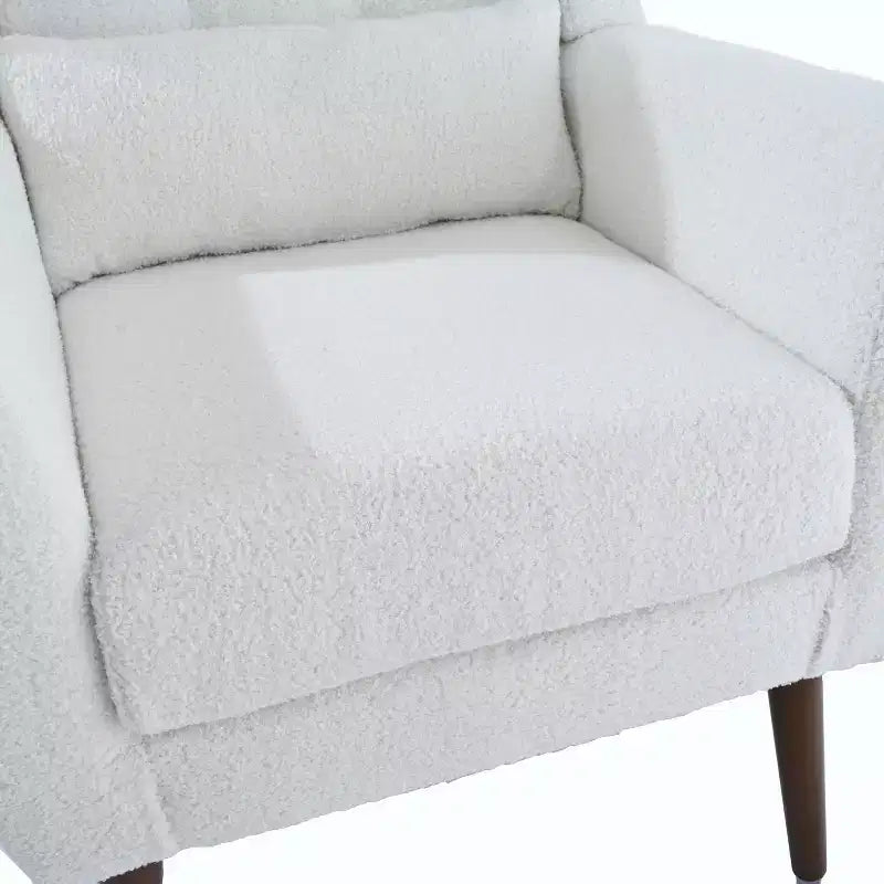 Fauteuil d'appoint moderne avec coussin rembourré et coussin décoratif, fauteuil de lecture avec pieds en bois, fauteuils d'appoint confortables pour le salon, la chambre à coucher