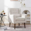 Fauteuil d'appoint moderne avec coussin rembourré et coussin décoratif, fauteuil de lecture avec pieds en bois, fauteuils d'appoint confortables pour le salon, la chambre à coucher