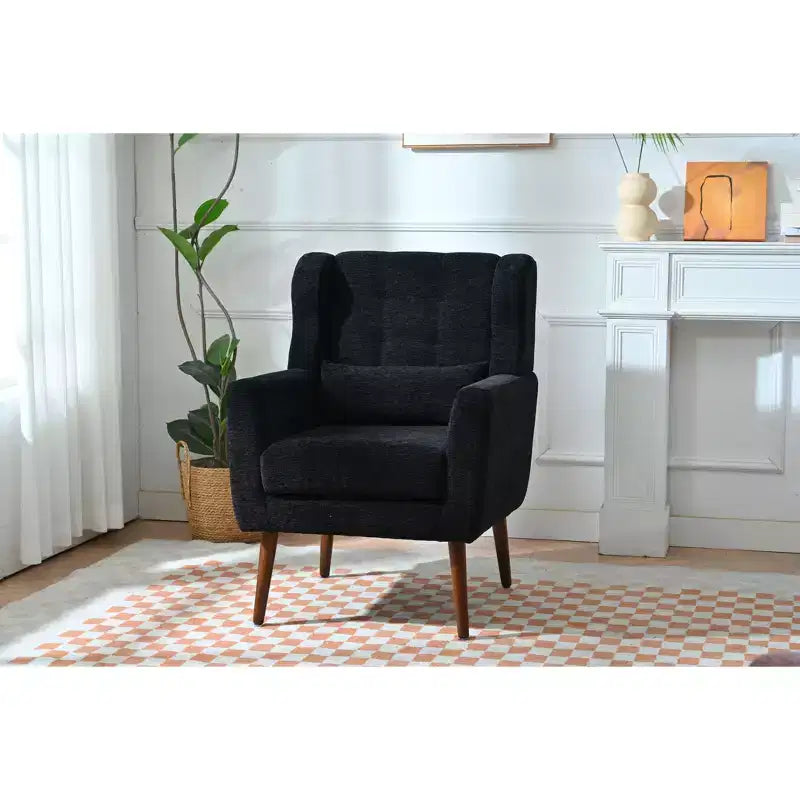 Fauteuil d'appoint moderne avec coussin rembourré et coussin décoratif, fauteuil de lecture avec pieds en bois, fauteuils d'appoint confortables pour le salon, la chambre à coucher
