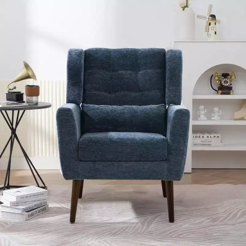 TUYOHW Modern Accent Chair with Upholstered & Throw Pillow Reading Armchair with Wood Legs Comfy Accent Chairs for Living Room, Bedroom