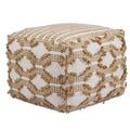 Rowan Hand Woven Cotton/Jute Square Pouf Ottoman