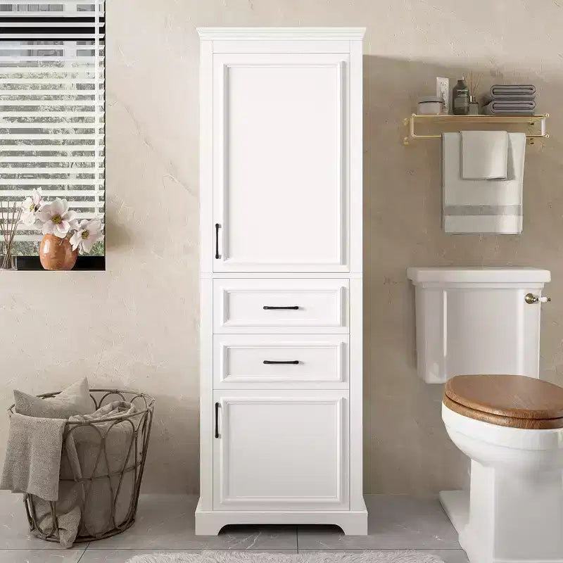 71-Inch Bathroom Vanity Freestanding, Modern Design, Damped Doors & Drawers, Adjustable/Fixed Shelves, Space-Saving Storage