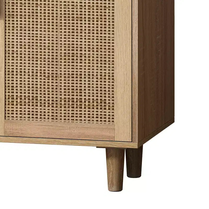 Armoire de rangement décorative en rotin à quatre portes, élégante et pratique, de 157,99 cm, idéale pour les chambres et les salons, couleur naturelle