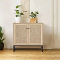 Buffet en Rotin avec Rangement, Armoire de Rangement avec Portes Décoratives, Meuble de Cuisine Multi-Fonctionnel pour Salon, Couloir, Entrée