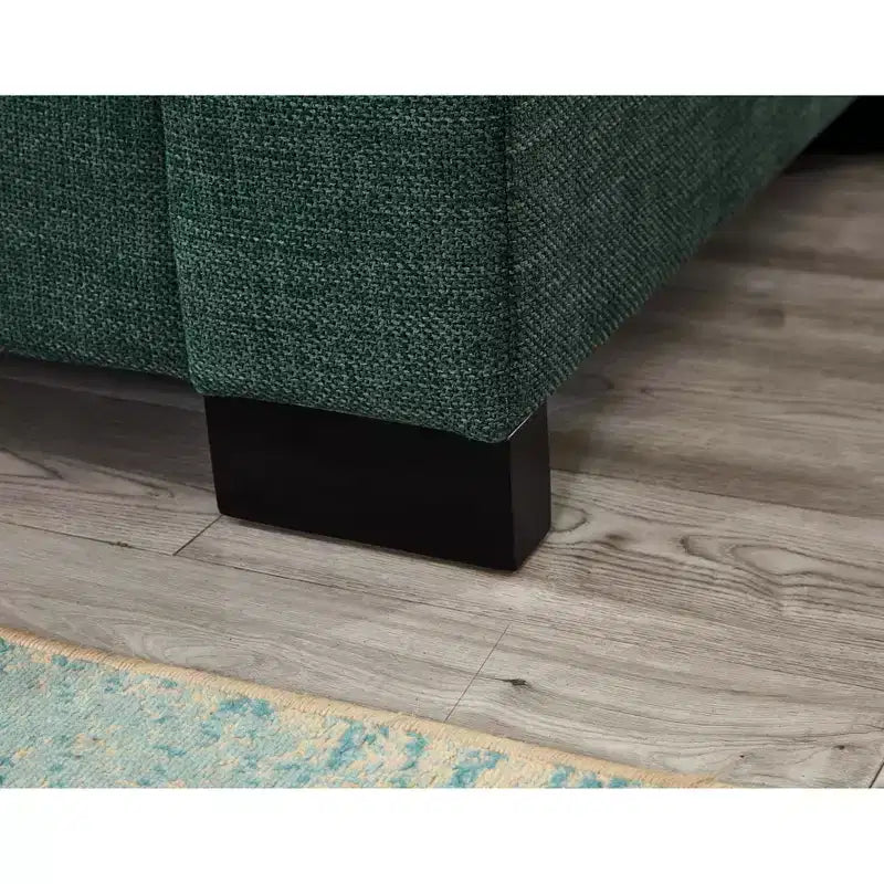 Canapé de salon moderne en tissu, accoudoirs carrés, avec porte-gobelet, rembourré en polyester vert