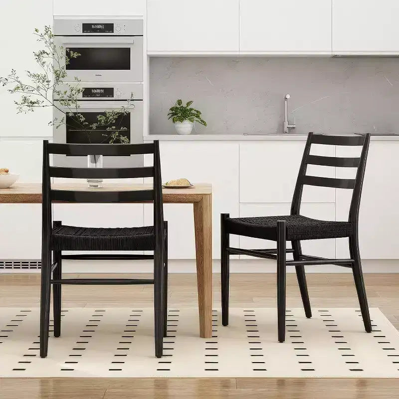 Chaises de salle à manger en bois avec assise tissée, chaises de salle à manger en métal entièrement assemblées avec dossier à lattes, chaises sans accoudoirs pour salon