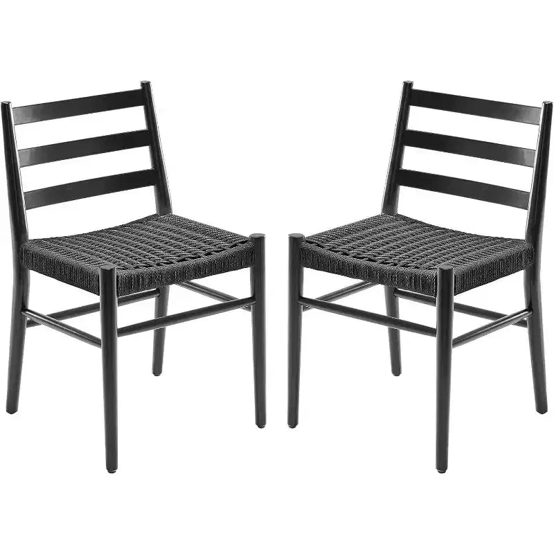 Chaises de salle à manger en bois avec assise tissée, chaises de salle à manger en métal entièrement assemblées avec dossier à lattes, chaises sans accoudoirs pour salon