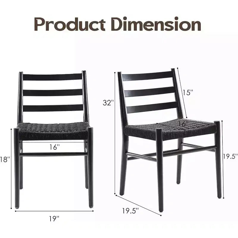 Chaises de salle à manger en bois avec assise tissée, chaises de salle à manger en métal entièrement assemblées avec dossier à lattes, chaises sans accoudoirs pour salon