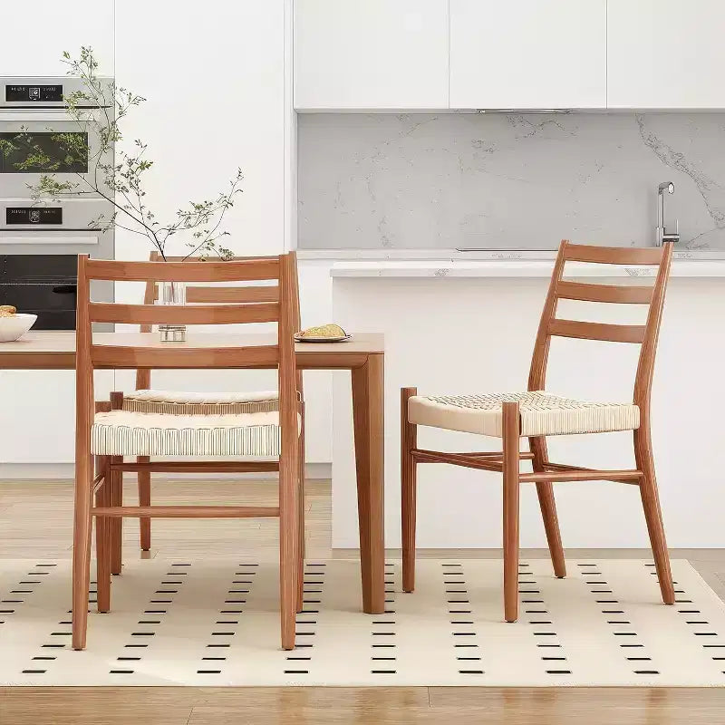 Chaises de salle à manger en bois avec assise tissée, chaises de salle à manger en métal entièrement assemblées avec dossier à lattes, chaises sans accoudoirs pour salon