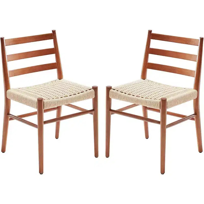 Chaises de salle à manger en bois avec assise tissée, chaises de salle à manger en métal entièrement assemblées avec dossier à lattes, chaises sans accoudoirs pour salon