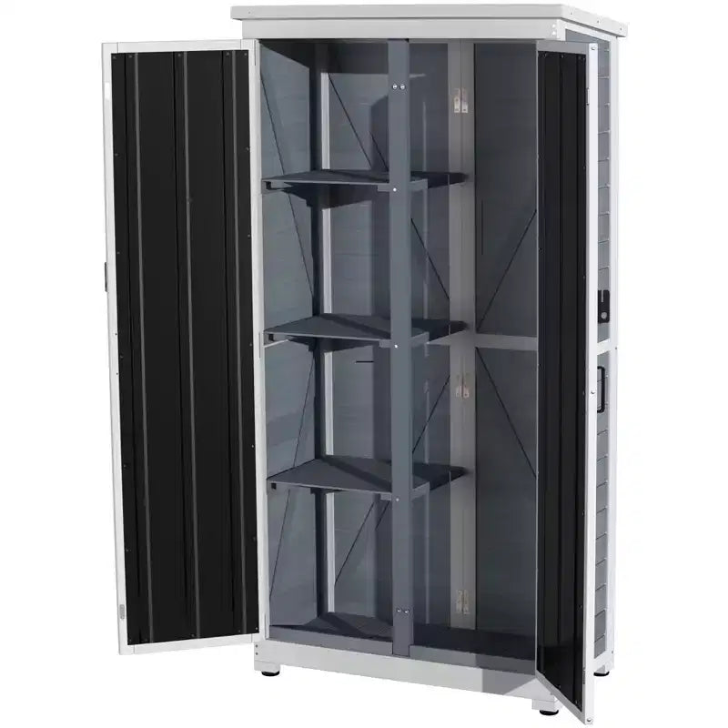 Armoire de Rangement Extérieur Bois et Métal Abri de Jardin Étanche Robuste 66 H