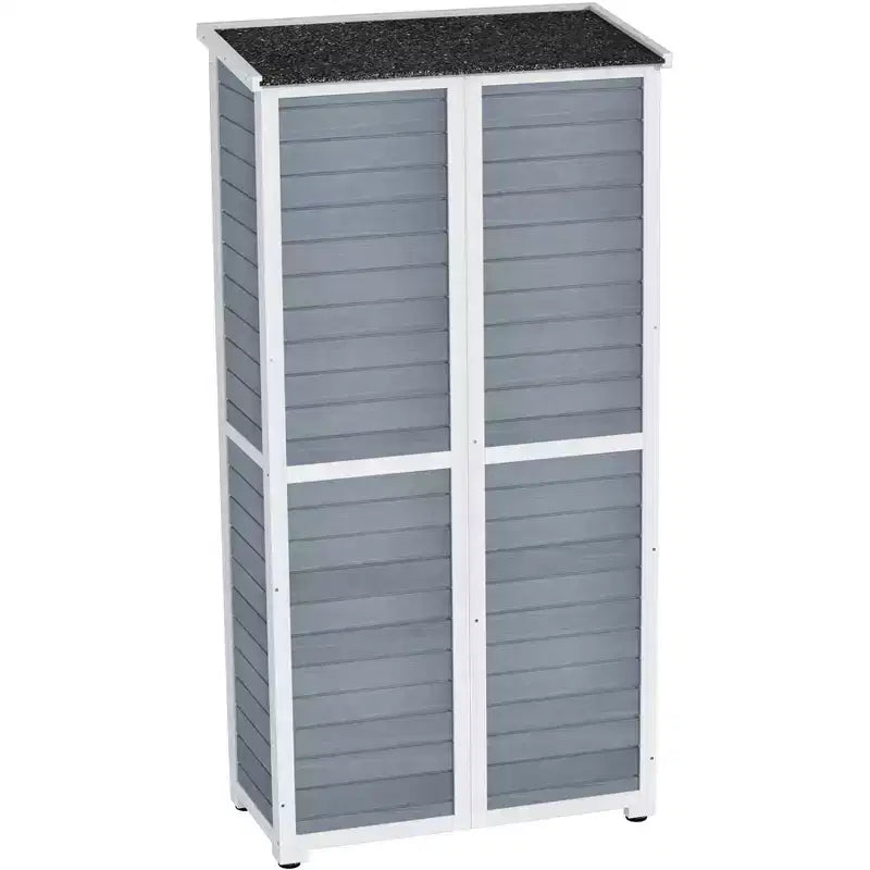 Armoire de Rangement Extérieur Bois et Métal Abri de Jardin Étanche Robuste 66 H