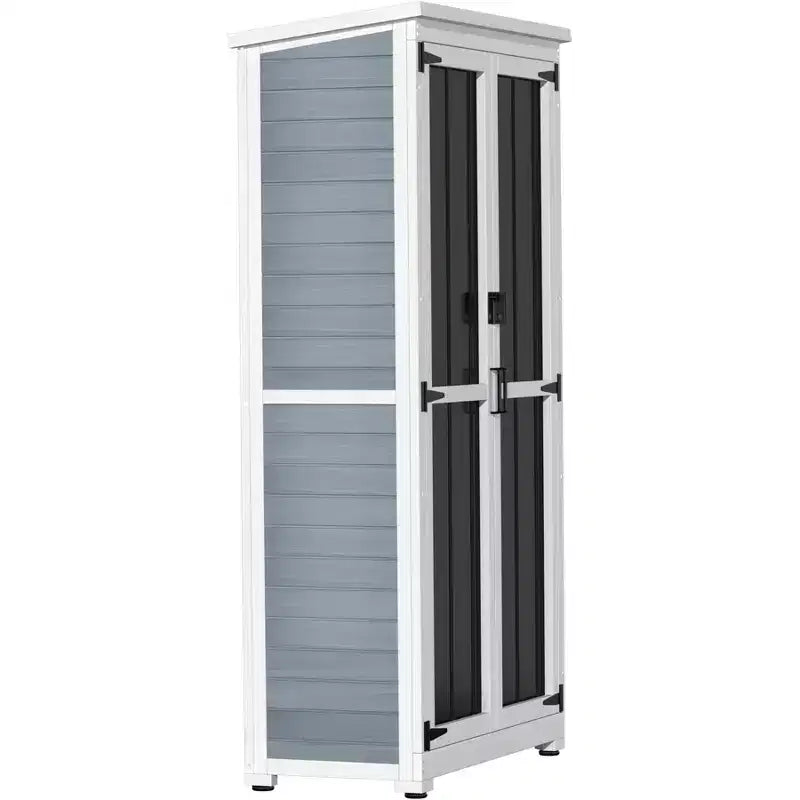 Armoire de Rangement Extérieur Bois et Métal Abri de Jardin Étanche Robuste 66 H