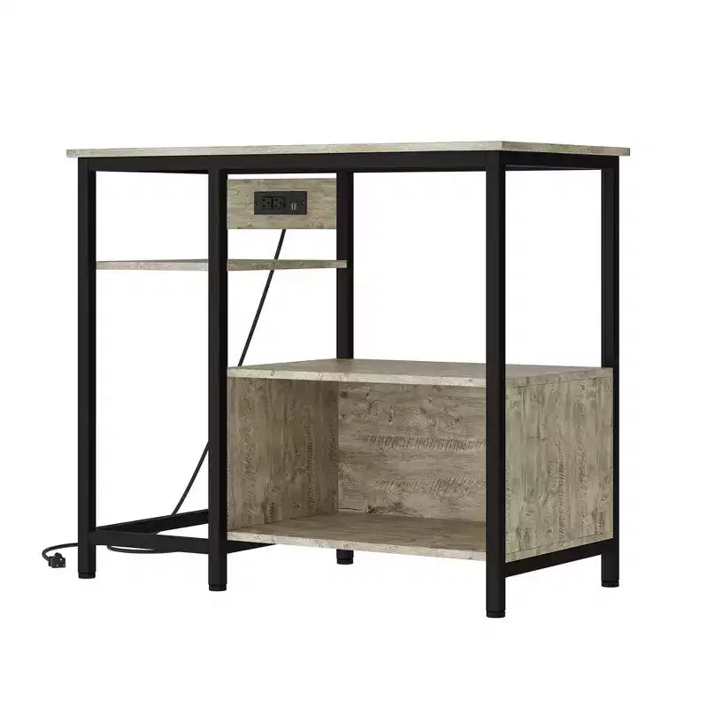 Heavy Duty Aquarium Stand for 40-50 Gallon Tank  4-Tier Metal & Wood Storage Shelves with Power Outlets  Sturdy Organizer for Fish, Turtle