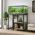 Meuble d'aquarium robuste pour aquarium de 150 à 190 litres, étagères de rangement à 4 niveaux en métal et bois avec prises de courant, organisateur solide pour poissons et tortues