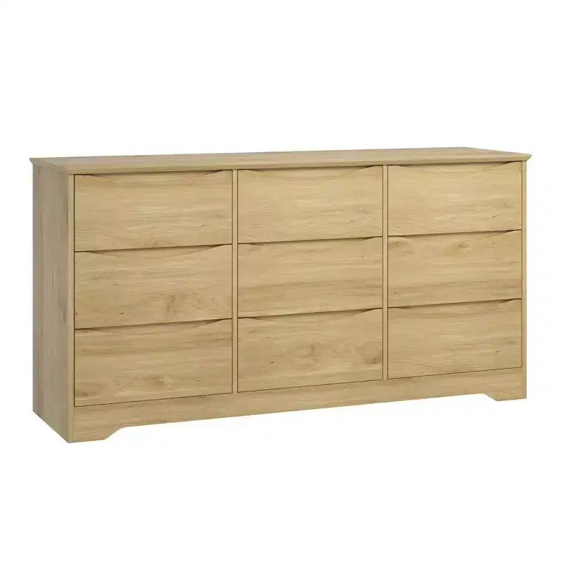 Commode de chambre à 9 tiroirs de 59 po de large avec motif ondulé, meuble TV de rangement en bois pour salon, couloir