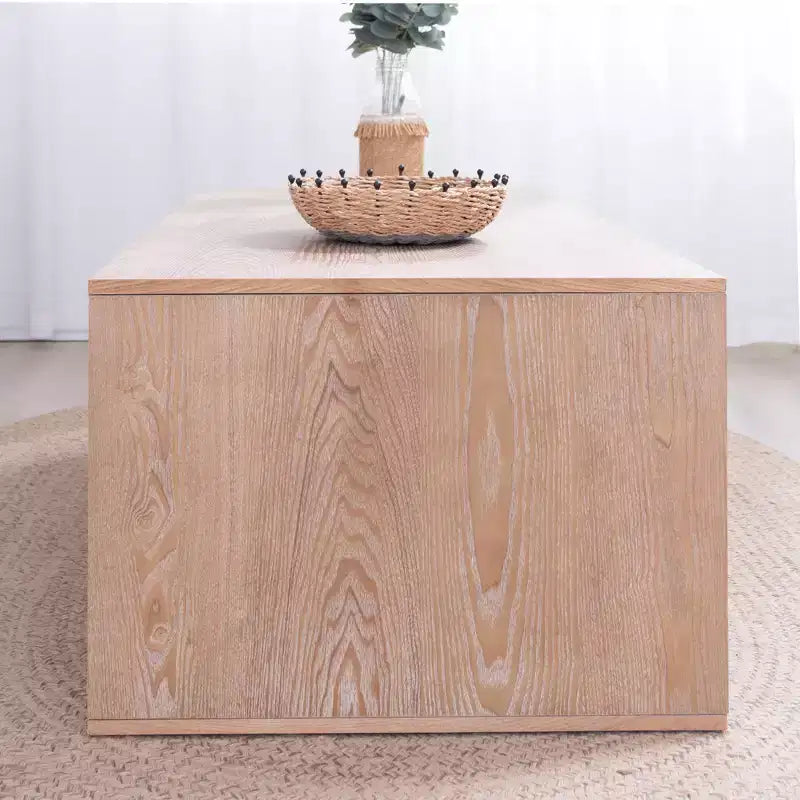 Table basse rectangulaire de 120,9 cm avec bordure perlée et étagère de rangement ouverte