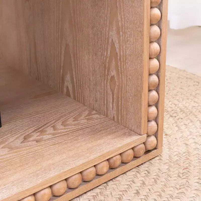 Table basse rectangulaire de 120,9 cm avec bordure perlée et étagère de rangement ouverte