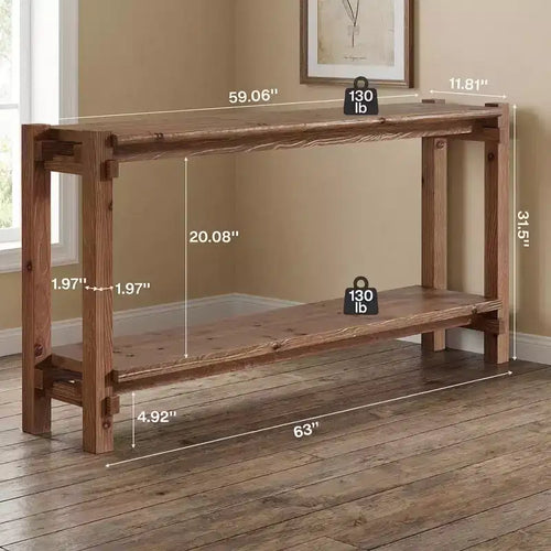 Table d'appoint à 2 niveaux en bois naturel