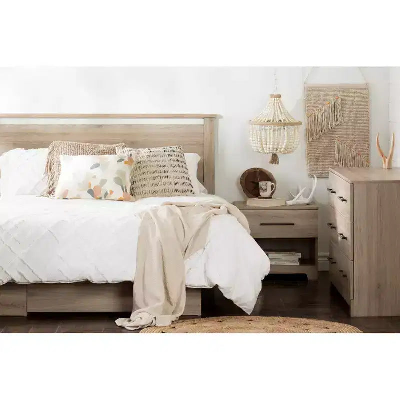 South Shore Tao 6 Drawer Natural Walnut: Modern Double Dresser with Asymmetric Handles