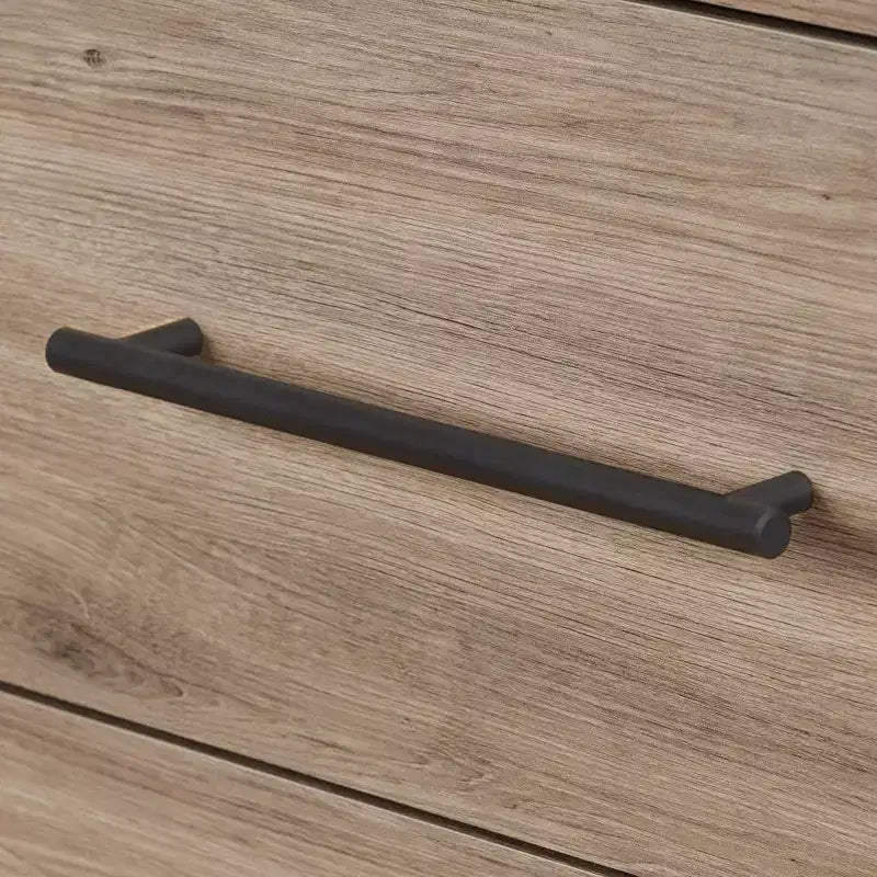 Commode double à 6 tiroirs en noyer naturel : Poignées asymétriques