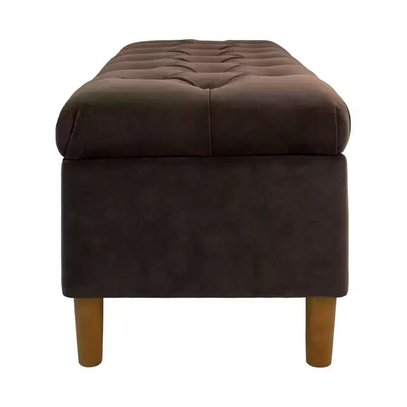 Banc de rangement capitonné avec pieds coniques en bois