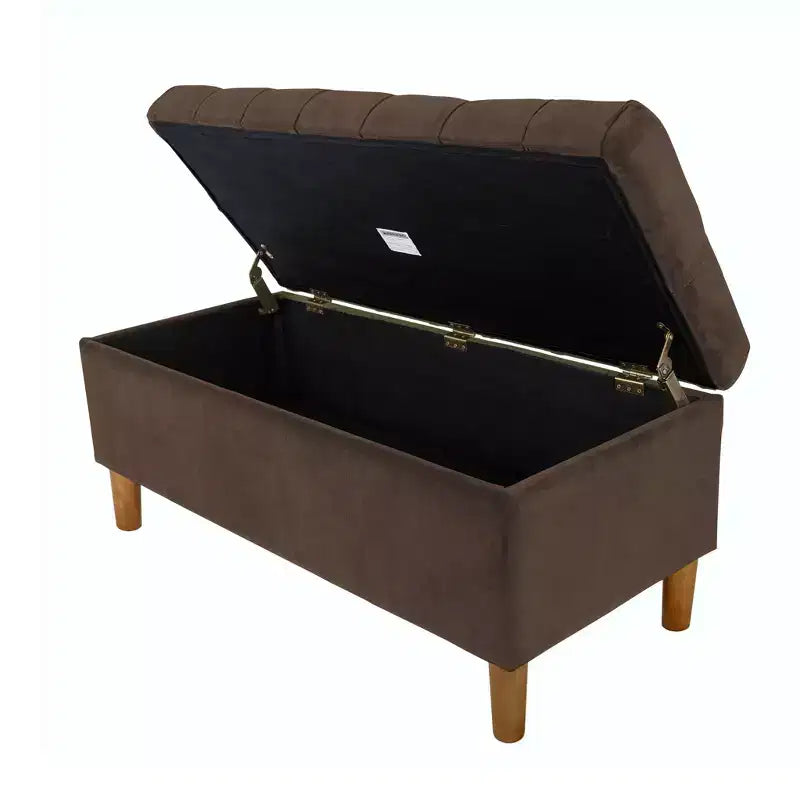 Banc de rangement capitonné avec pieds coniques en bois