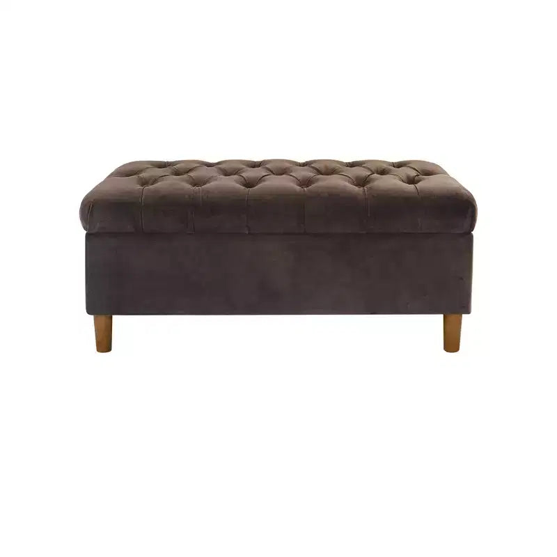 Banc de rangement capitonné avec pieds coniques en bois