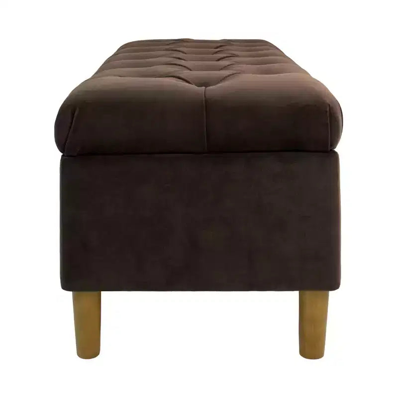 Banc de rangement capitonné avec pieds coniques en bois