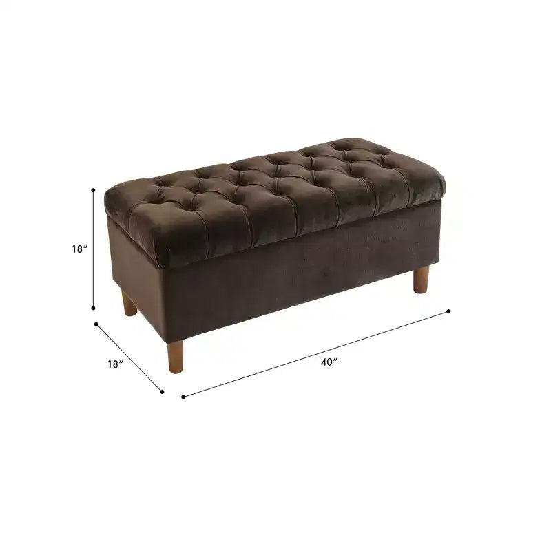 Banc de rangement capitonné avec pieds coniques en bois