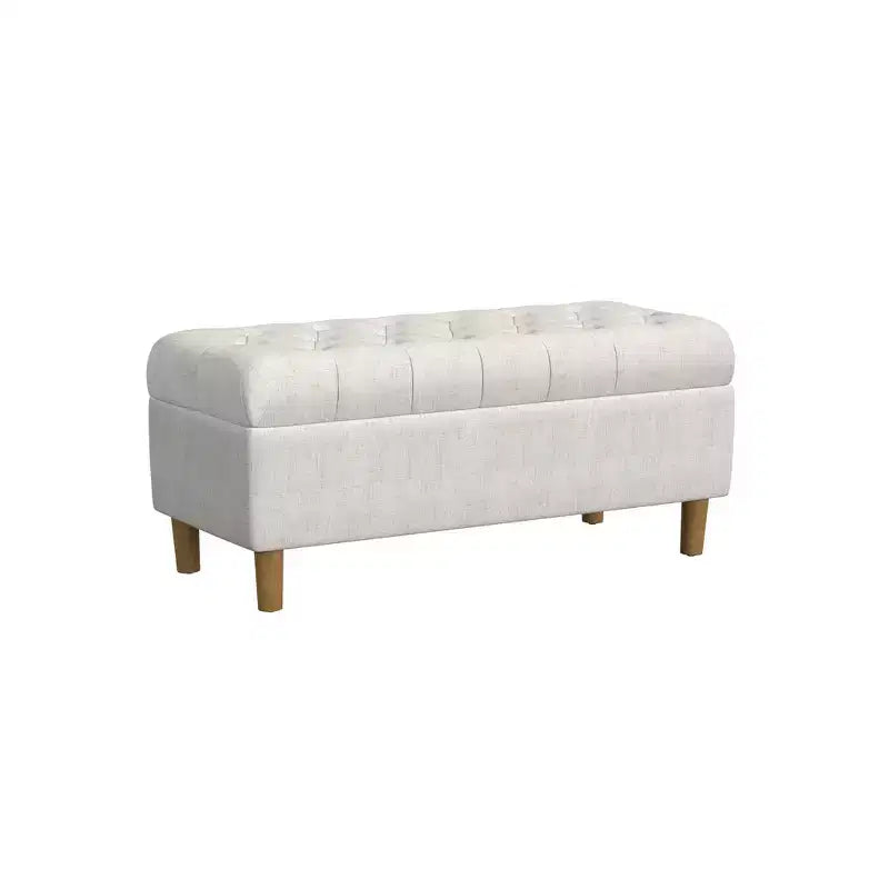 Banc de rangement capitonné avec pieds coniques en bois