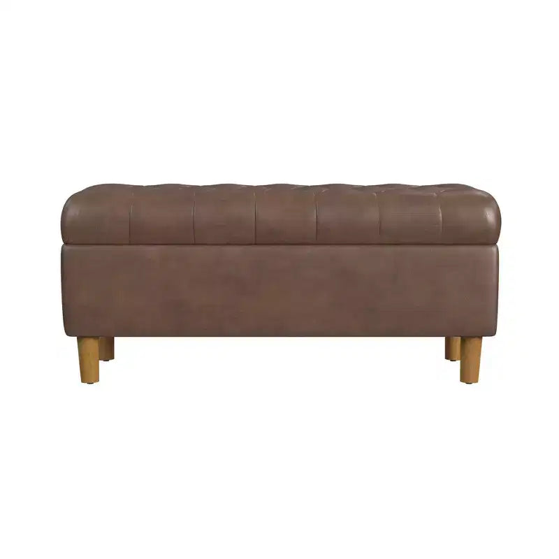 Banc de rangement capitonné avec pieds coniques en bois