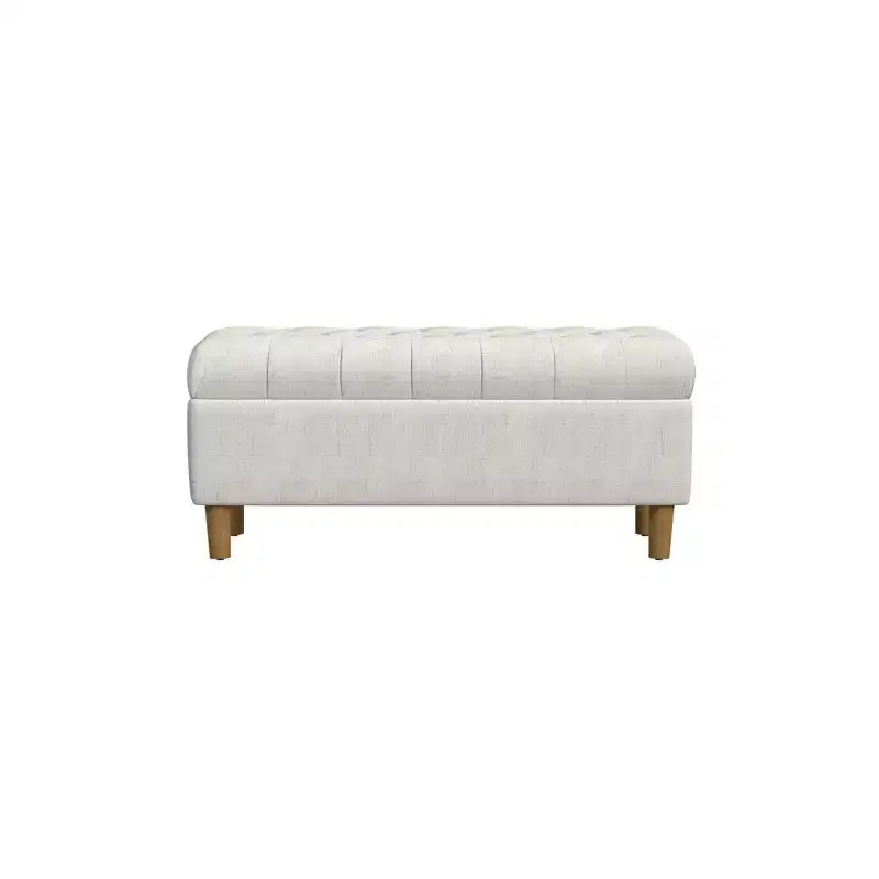 Banc de rangement capitonné avec pieds coniques en bois