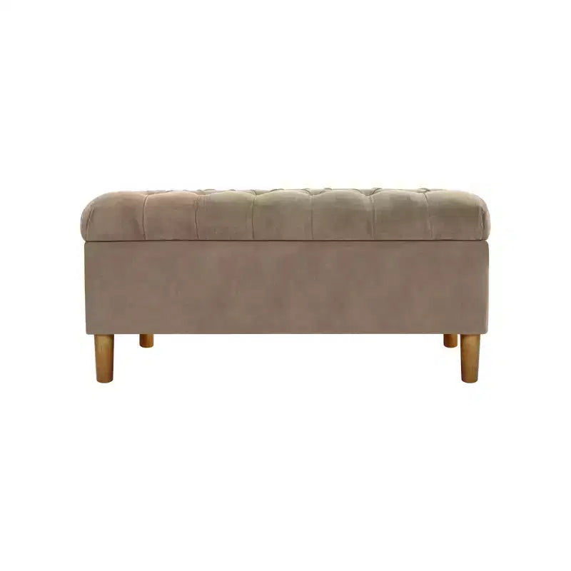 Banc de rangement capitonné avec pieds coniques en bois