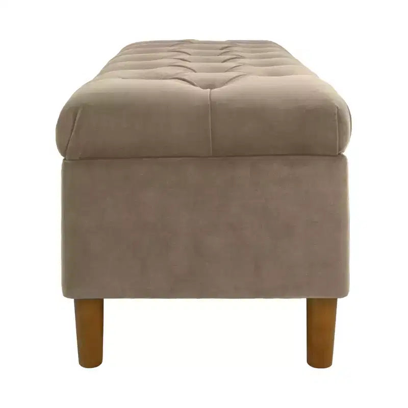 Banc de rangement capitonné avec pieds coniques en bois