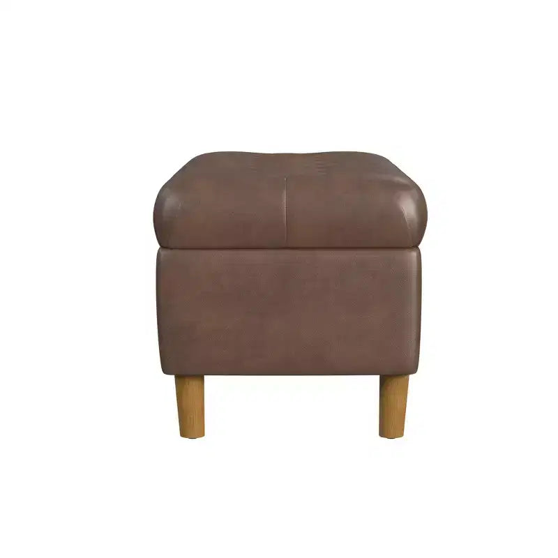 Banc de rangement capitonné avec pieds coniques en bois