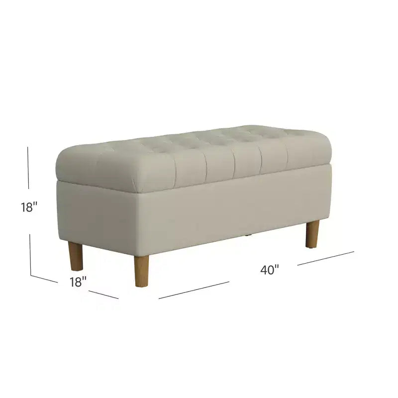 Banc de rangement capitonné avec pieds coniques en bois