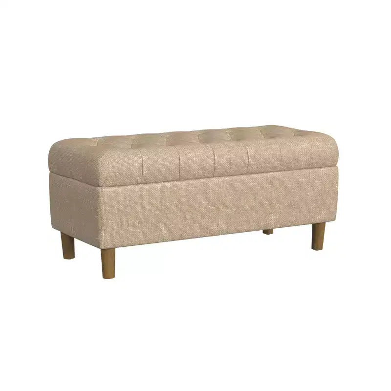 Banc de rangement capitonné avec pieds coniques en bois