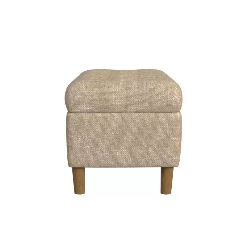 Banc de rangement capitonné avec pieds coniques en bois