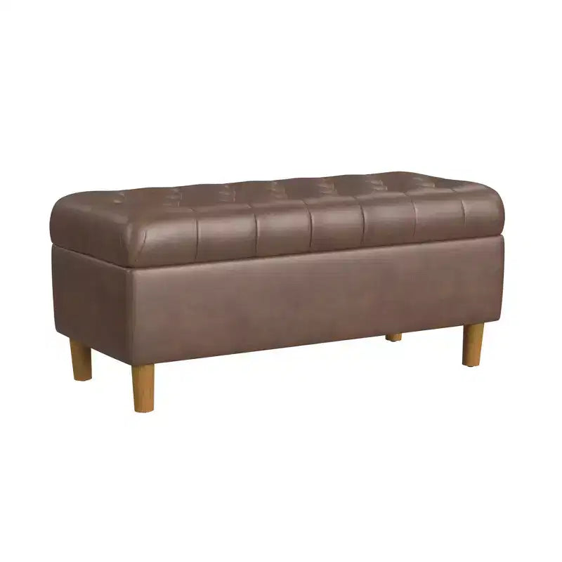 Banc de rangement capitonné avec pieds coniques en bois