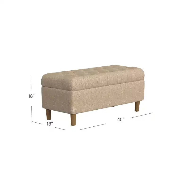 Banc de rangement capitonné avec pieds coniques en bois