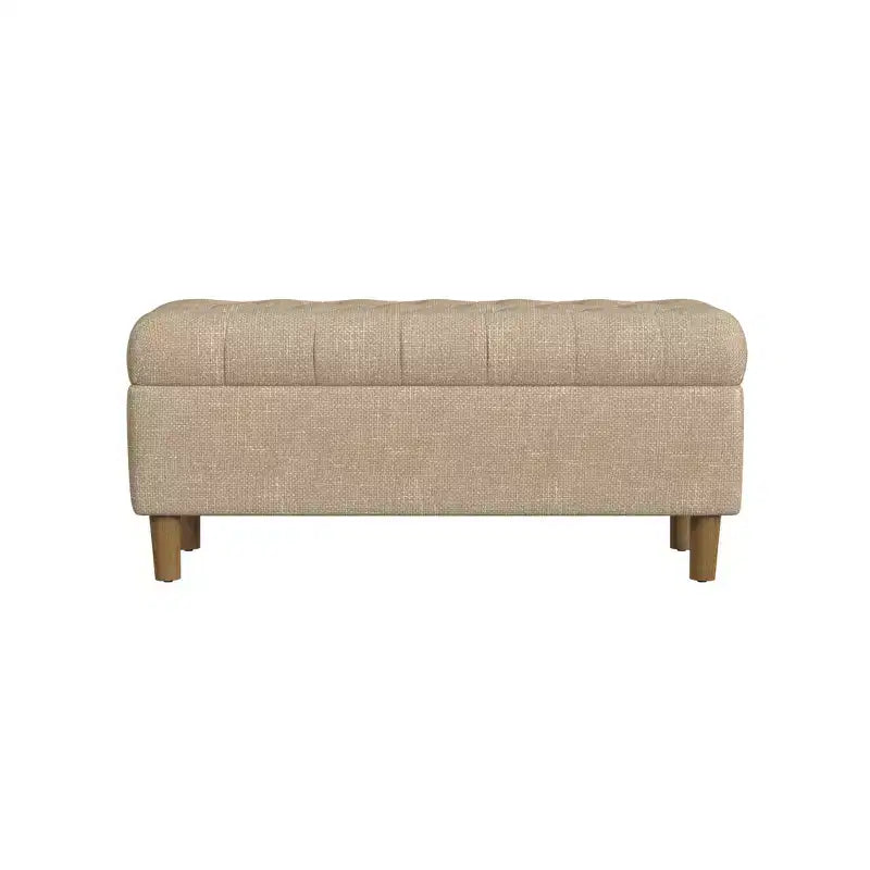 Banc de rangement capitonné avec pieds coniques en bois