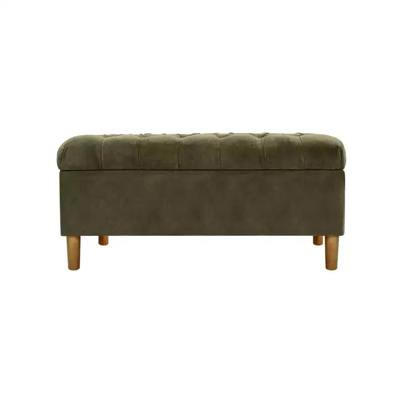 Banc de rangement capitonné avec pieds coniques en bois