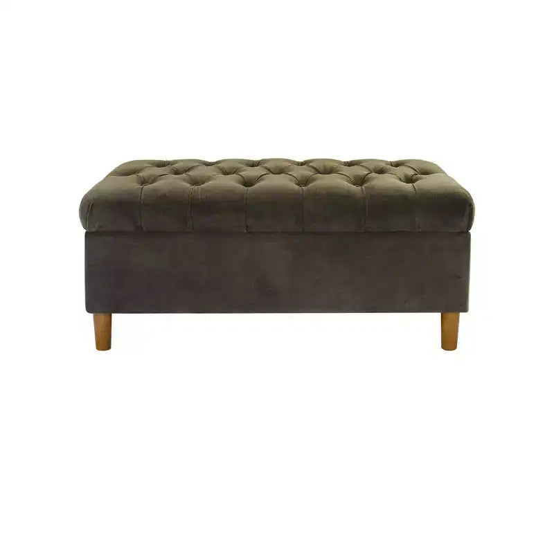 Banc de rangement capitonné avec pieds coniques en bois