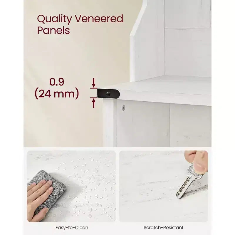 Meuble d'entrée avec banc et rangement à chaussures, Portemanteau avec banc à chaussures, Meuble d'entrée